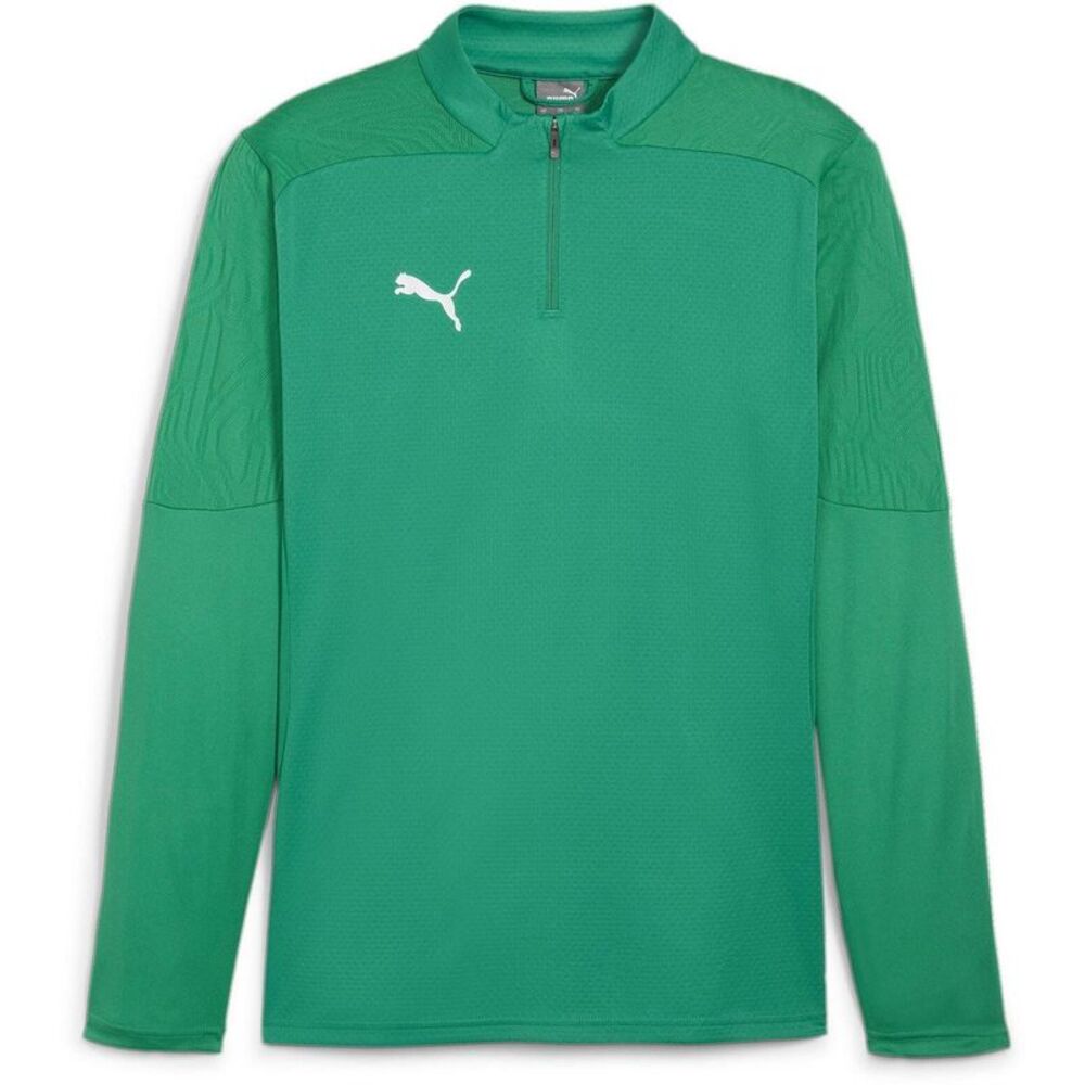 Puma Mens TeamFinal Quarter Zip Training Fleece Top / Green/Silver
